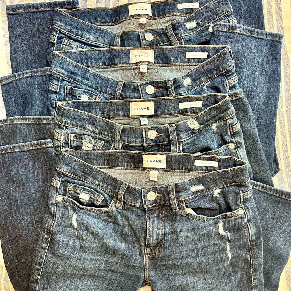 FRAME Le Garçon Distressed Jeans Crop Fit - Picture 9 of 9